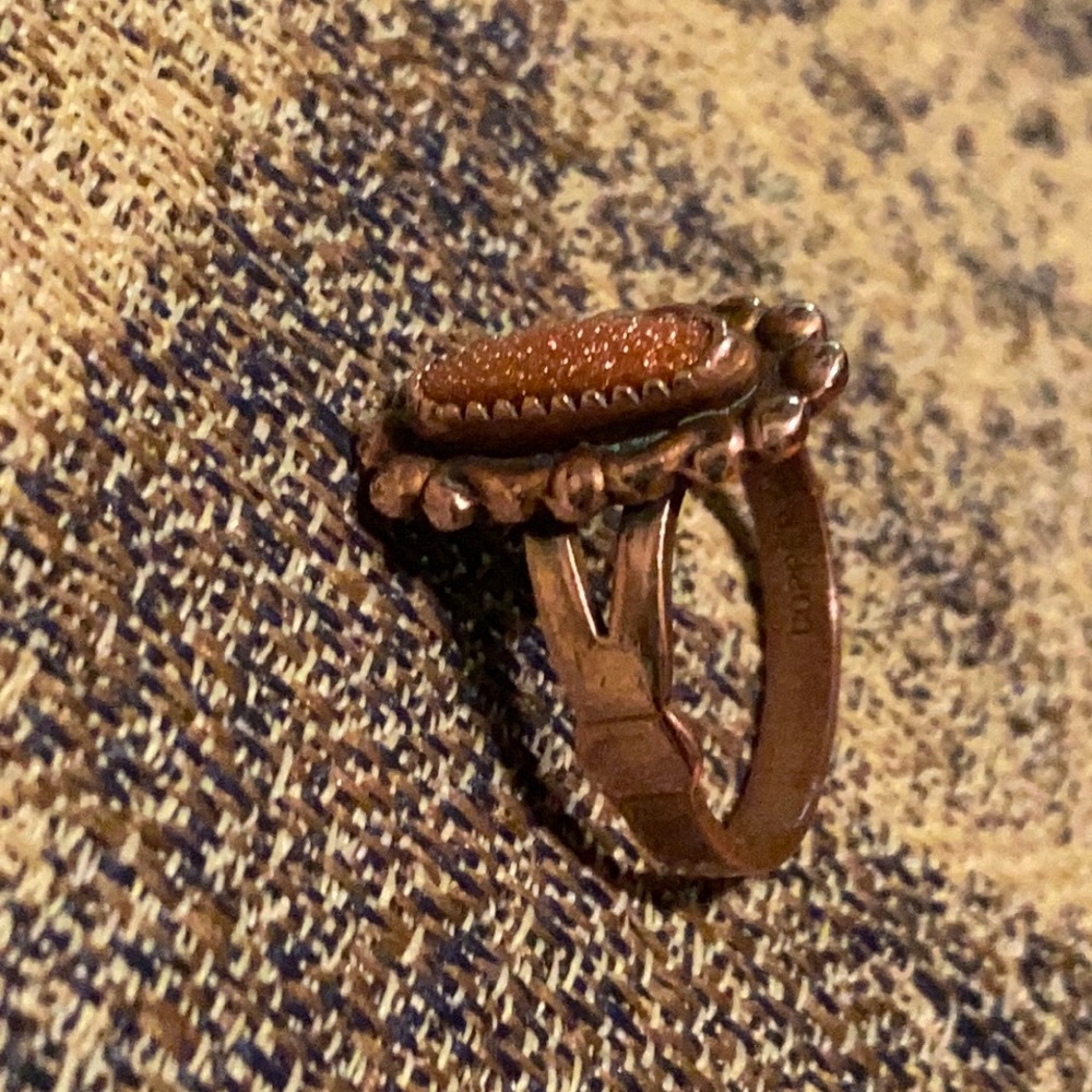 Solid Copper Ring with Genuine Sunstone